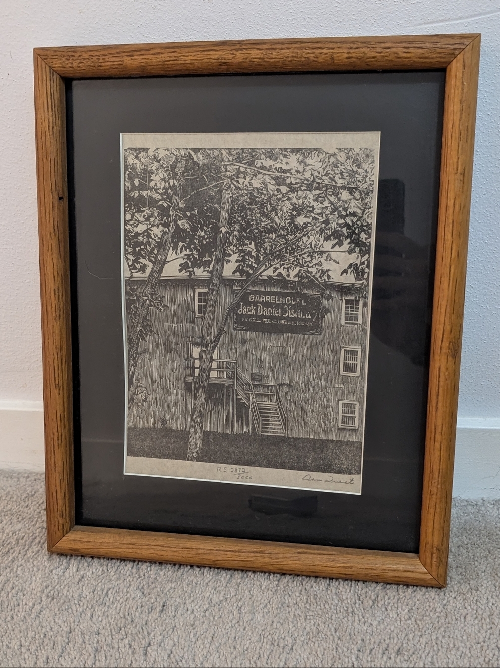 "Barrelhouse" by Dan Quest Limited Edition Woodcut Print with Oak Wood Frame